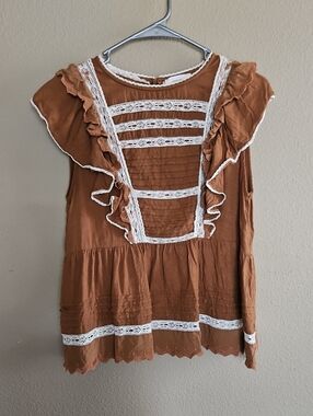Bohme Lace Brown And White Blouse